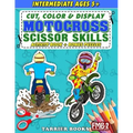 Motocross Scissor Skills: Cut, color and create. Educational Activity Book for Kids ages 5+