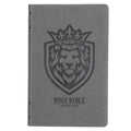 KJV Holy Bible, Gift Edition for Boys King James Version, Faux Leather Flexible Cover, Charcoal Gray Lion Emblem