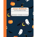 Comp Notebook: Cute Halloween Pattern Wide Ruled Composition Notebook Journal for Students, College, School, Office, Work