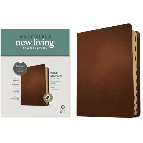 NLT Wide Margin Bible, Filament Enabled (Genuine Leather, Brown, Indexed, Red Letter)