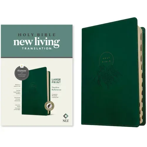 NLT Large Print Thinline Reference Bible, Filament Enabled (Leatherlike, Evergreen Mountain, Indexed, Red Letter)