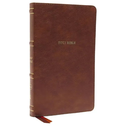 Nkjv, Thinline Bible, Leathersoft, Brown, Thumb Indexed, Red Letter Edition, Comfort Print: Holy Bible, New King James Version