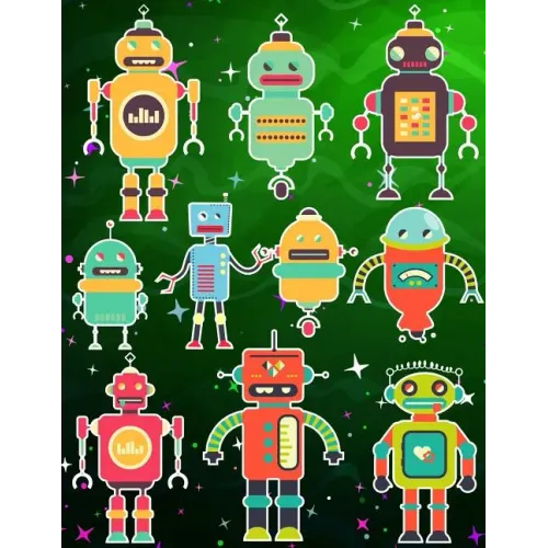 Robots Sticker Album For Boys: 100 Plus Pages For PERMANENT Sticker Collection, Activity Book For Boys - 8.5 by 11