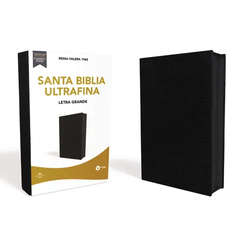 Rvr60, Santa Biblia, Letra Grande, Piel Fabricada, Negro, Con Cierre, Palabras de Jesus En Rojo, Comfort Print