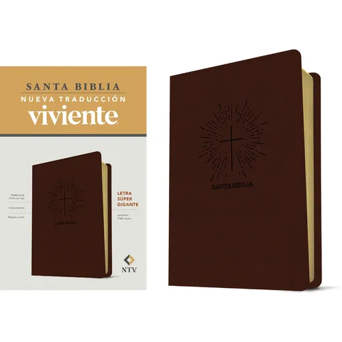 Santa Biblia Ntv, Letra Súper Gigante (Sentipiel, Café Oscuro, Letra Roja)