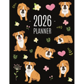 Bulldog Planner 2026: Beautiful Dog Organizer: January-December (12 Months) Cute Agenda With Puppy, Butterflies & Flowers