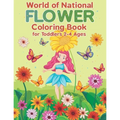 World of National Flower Coloring Book for Toddlers 2-4 Ages: Simple Designs of Real Flowers: Daisies, Tulips, Lilies, Roses, Sunflowers, Mandala (Kee