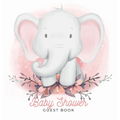 Our Little Peanut: A Watercolor Elephant Themed Square Hardcover Square Hardcover Baby Shower Guest Book with Sign-In Pages, Wishes for Baby, Gift Log