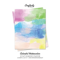 Colorful Watercolor Stationery Paper: Cute Letter Writing Paper for Home, Office, 25 Count, Art Print