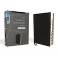 Niv, Thinline Reference Bible (Deep Study at a Portable Size), Large Print, Bonded Leather, Black, Red Letter, Thumb Indexed, Comfort Print