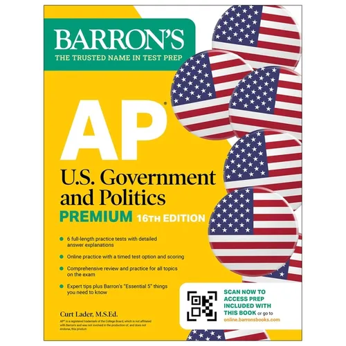 AP U.S. Government and Politics Premium, Sixteenth Edition: Prep Book with 6 Practice Tests + Comprehensive Review + Online Practice (2026)