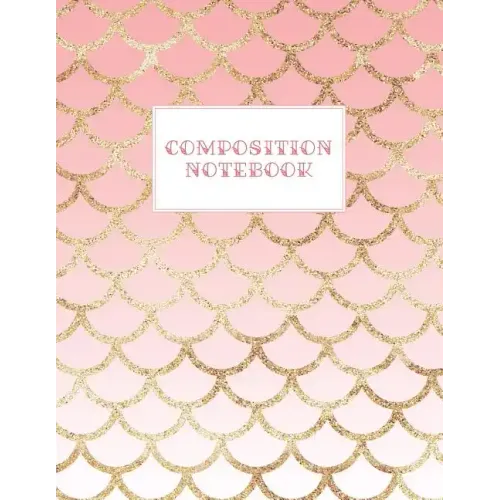 Composition Notebook: Wide-Ruled Coral Mermaid Style Fish Scale Design