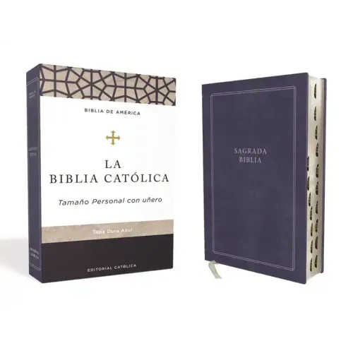 Biblia Católica, Tamaño Personal, Tapa Dura, Azul, Con Índice, Comfort Print