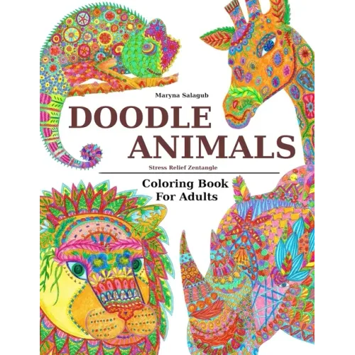 Doodle Animals Stress Relief Zentangle Coloring Book For Adults