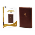 Rvr60, Santa Biblia, Letra Supergigante, Leathersoft, Café, Con Cierre, Comfort Print