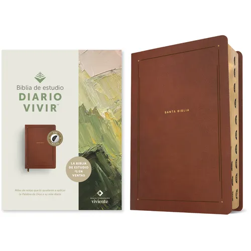 Biblia de Estudio del Diario Vivir Ntv (Sentipiel, Café, Índice, Letra Roja)