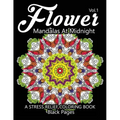 Flower Mandalas at Midnight Vol.2: Black pages Adult coloring books Design Art Color Therapy