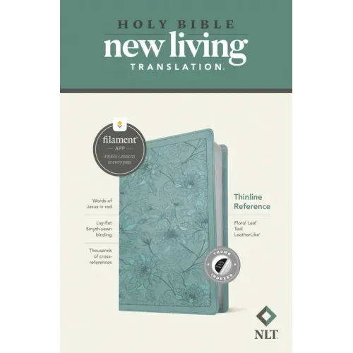 NLT Thinline Reference Bible, Filament Enabled (Leatherlike, Floral Leaf Teal, Indexed, Red Letter)