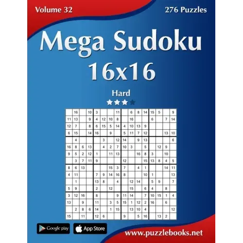 Mega Sudoku 16x16 - Hard - Volume 32 - 276 Puzzles