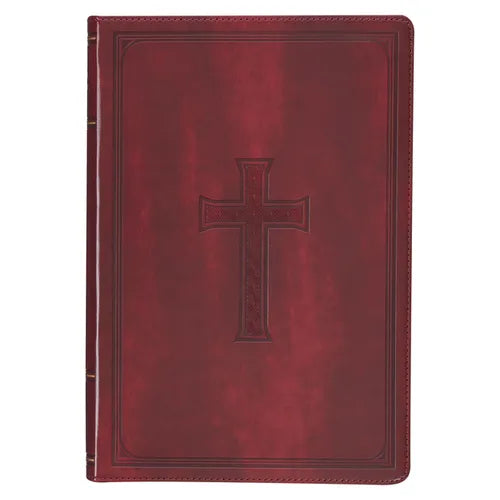 KJV Holy Bible, Thinline Large Print Faux Leather Red Letter Edition - Thumb Index & Ribbon Marker, King James Version, Burgundy - Leather