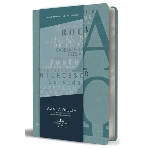 Biblia Rvr 1960 Letra Grande Tamaño Manual, Simil Piel Azul Alpha Omega Con Nombres de Dios / Spanish Bible Rvr 1960 Handy Size Large Print Leathersof