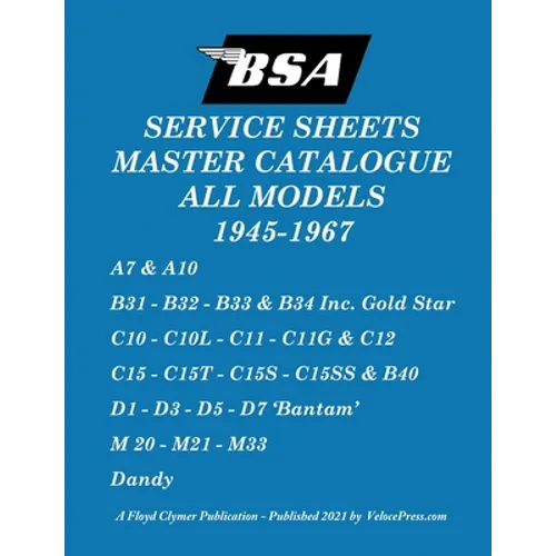 BSA 'Service Sheets' Master Catalogue for All Models 1945 to 1967