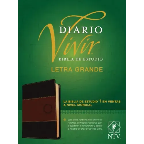 Biblia de Estudio del Diario Vivir Ntv, Letra Grande (Sentipiel, Café/Café Claro, Índice, Letra Roja)