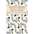Pocket Sudoku Puzzle Book: Moderate Level - 150 puzzles 9x9 & 16x16 grids Koi Fish Pattern Blue Travel Size Paperback Notebook