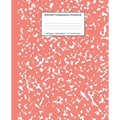Marbled Composition Notebook: Coral Pink Marble Wide Ruled Paper Subject Book