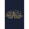 San Diego: San Diego Skyline inspired design. City of California, sights and history. Travel Cityscape.