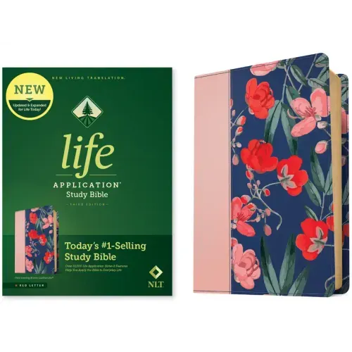 NLT Life Application Study Bible, Third Edition (Leatherlike, Pink Evening Bloom, Red Letter)