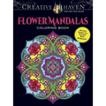 Creative Haven Flower Mandalas Coloring Book: Stunning Designs on a Dramatic Black Background