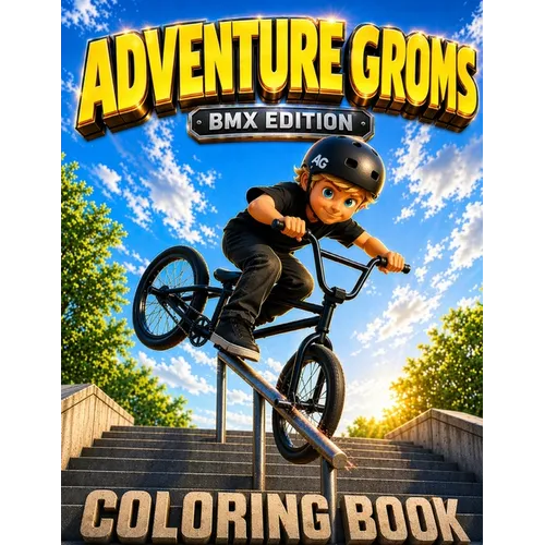 Adventure Groms: Bold, Easy-to-Color Pages for All Skill Levels Featuring BMX Street, Dirt Jumps, Racing, Grinds, and Freestyle Tricks for Kids and Al