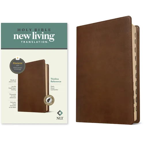 NLT Thinline Reference Bible, Filament Enabled Edition (Red Letter, Leatherlike, Rustic Brown, Indexed)