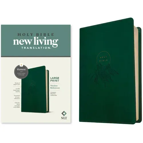 NLT Large Print Thinline Reference Bible, Filament Enabled (Leatherlike, Evergreen Mountain, Red Letter)