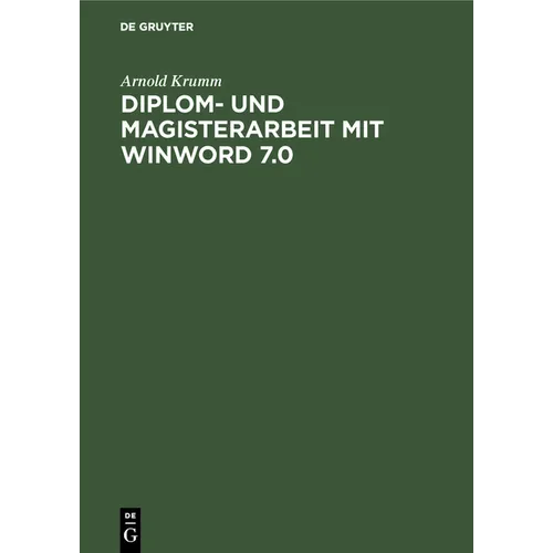 Diplom- und Magisterarbeit mit WinWord 7.0