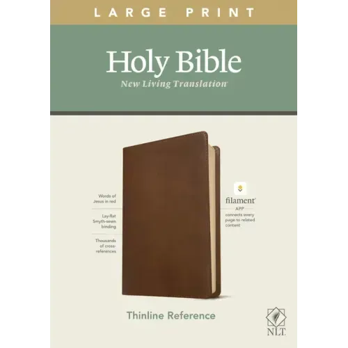 NLT Large Print Thinline Reference Bible, Filament Enabled Edition (Red Letter, Leatherlike, Rustic Brown)