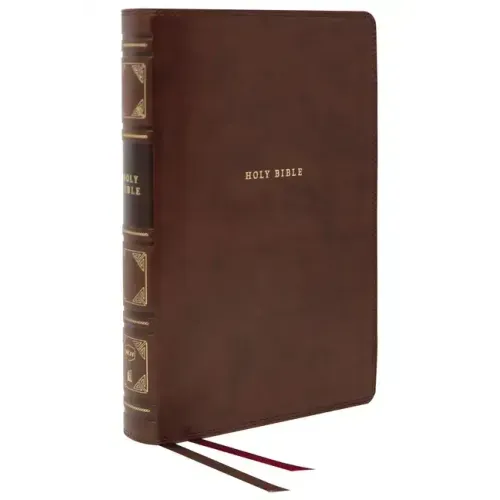 Nkjv, Reference Bible, Classic Verse-By-Verse, Center-Column, Leathersoft, Brown, Indexed, Red Letter Edition, Comfort Print