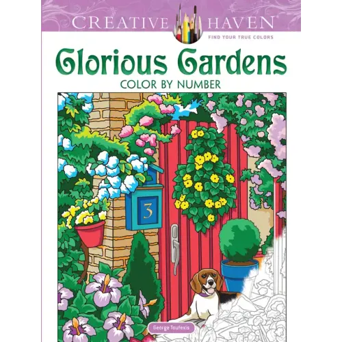 Creative Haven Glorious Gardens Color by Number Coloring Book
