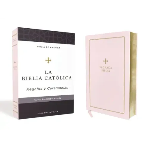 Biblia Católica, Regalos Y Ceremonias, Piel Reciclada, Rosado, Comfort Print