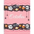 October: Boo boo Halloween pink cover and dotted pages, Extra large (8.5 x 11) inches, 110 pages, White paper