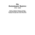 Goshenhoppen Registers, 1741-1819