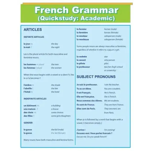 French Grammar: Quick Study Academic