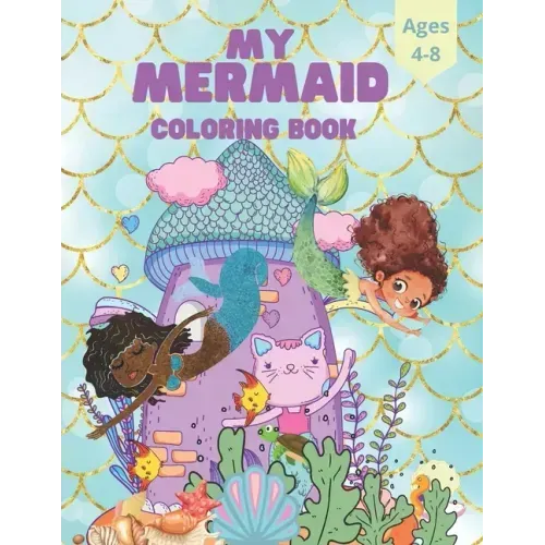 Mermaid Kids Coloring Book For Ages 4-8