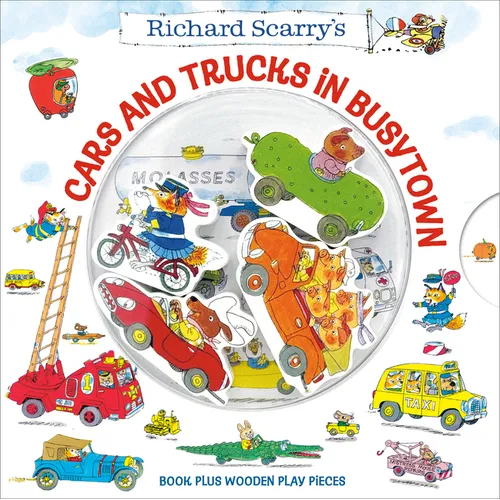 Richard Scarry's Cars and Trucks in Busytown: Book Plus Wooden Play Pieces