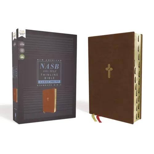 Nasb, Thinline Bible, Large Print, Leathersoft, Brown, Red Letter Edition, 1995 Text, Thumb Indexed, Comfort Print