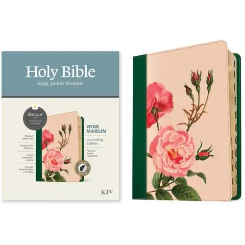 KJV Wide Margin Bible, Filament Enabled (Leatherlike, Pink Rose Garden, Indexed, Red Letter)
