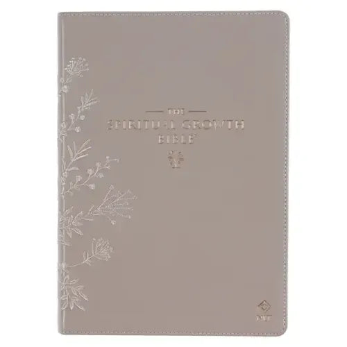 The Spiritual Growth Bible, Study Bible, NLT - New Living Translation Holy Bible, Faux Leather, Taupe Embroidred Floral