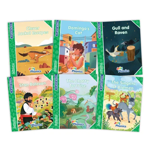Jolly Phonics Folktales Green Readers (Level 3) Complete Set (1-6): In Print Letters (American English Edition)