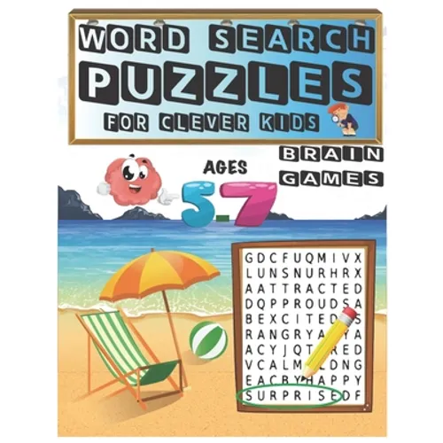 Word Search Puzzles For Clever Kids: Easy Word Search From Kindergarten To 1st grade level Ages 5-7 (8.5"x11") 82 Pages With Solutions Included (Word